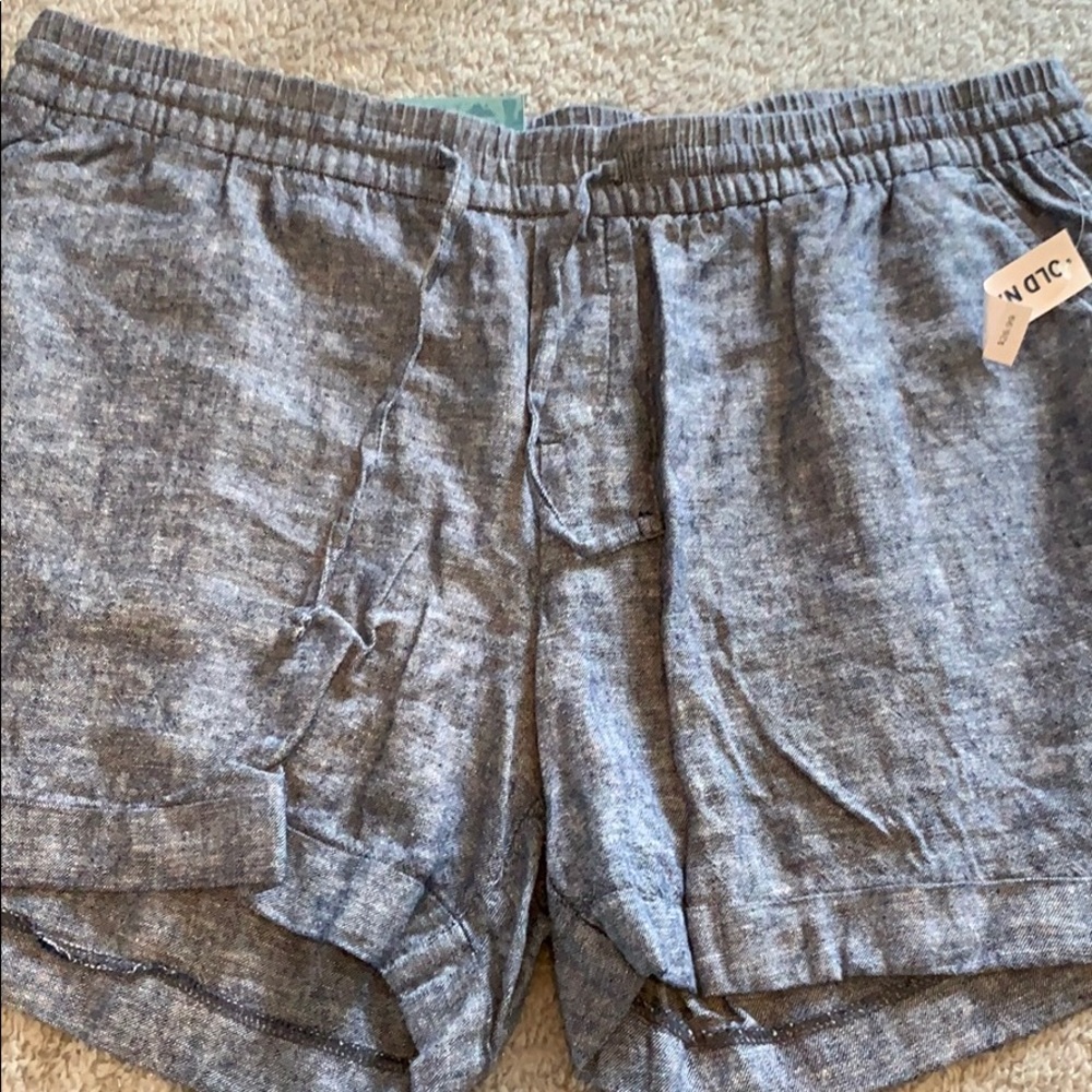 Denim blue linen shorts